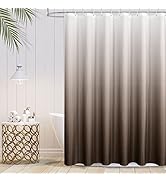 MitoVilla Brown Waffle Shower Curtain Set, Modern Waffle Weave Fabric Shower Curtain for Brown Wh...