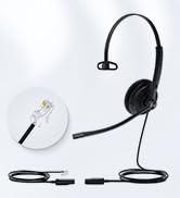 Yealink Phone Headsets for Office Phones YHS34 Lite QD to RJ9 Wired Headset Compatible with Poly ...