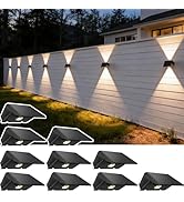 Solar Fence Lights Outdoor, 10-Pack Fence Lights Solar Powered with Up/Down Buttons, IP67 Waterpr...