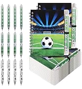 24 Pcs Soccer Party Favors Soccer Goodie Bags Stuffers 12 Pcs Pocket Notebook with Pen Bulk Spira...