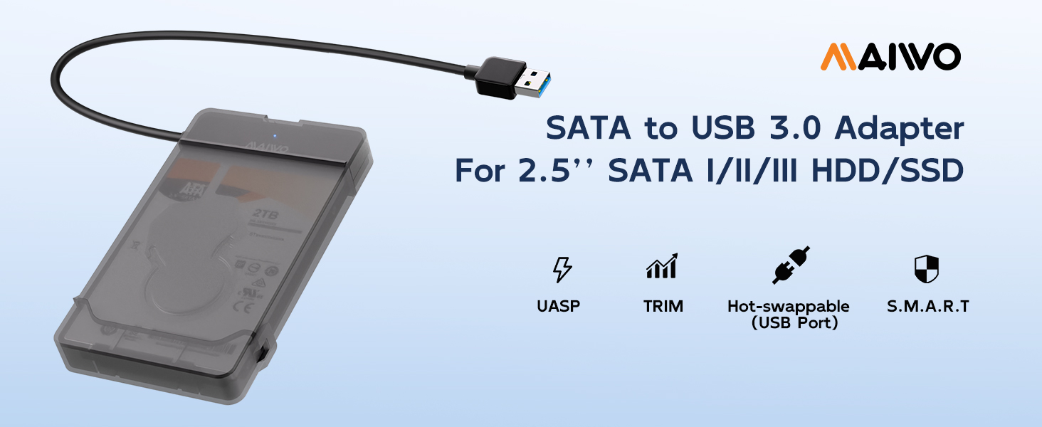 SATA to USB A 3.0 Adapters for 2.5 inch sata hdd ssd hard drive disk enclosure reader case shell