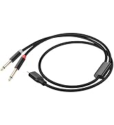 JASDZKJ USB C to 1/4" inch Y Splitter Cable, Type C to Dual 6.35mm TS Stereo Aux Cord 6.35 mm 1/4...