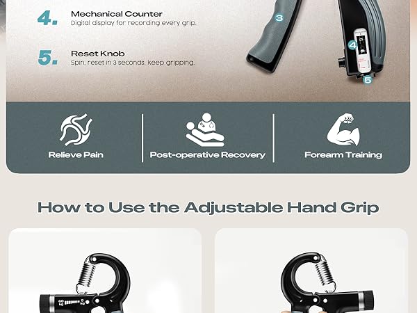 Grip Strength Trainer Adjustable Resistance Strength Trainer Hand Gripper &amp;amp; Forearm Strengthener