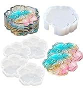 Panamalar Silicone Coaster Resin Molds, 5PCS Flower Coaster Molds with Holder Mold for Epoxy Resi...
