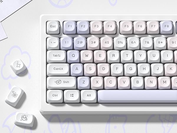 Womier PBT Keycaps Set, Dream Cute Keycaps MOA Profile Mechanical Keyboard Caps, Custom Key cap