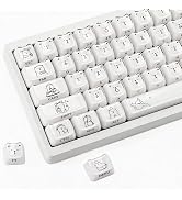 Tsungup Cute Cat Keycaps Set,Crystal Jelly Mao Profile 119 Keys White Keycaps Capybara Custom Key...