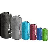 BeeGreen Stuff-Sacks-for-Travel-Backpacking 6 Pack with Dust Flap compression Ditty Bags for Outd...