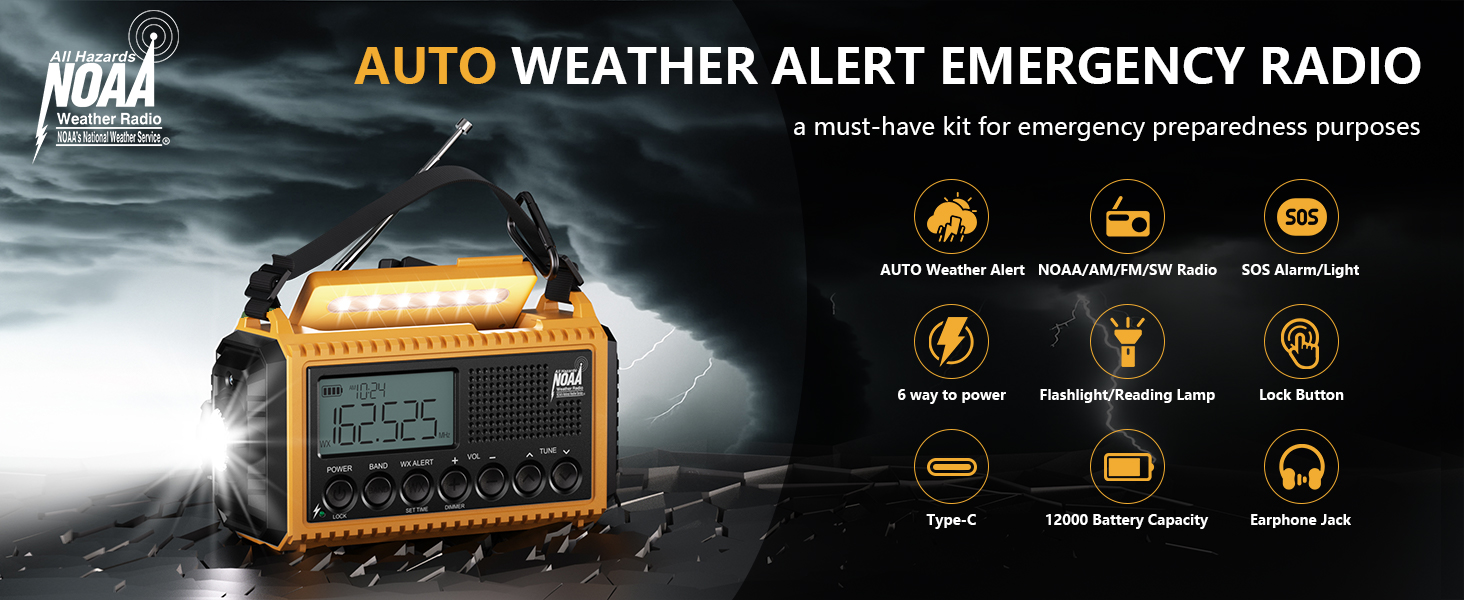 Emergency Radio Weather Radio12000mAh