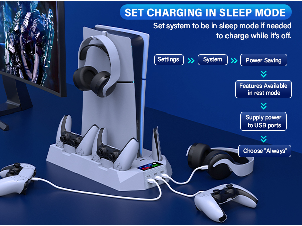ps5 slim cooling stand with controller charging station and cooling fan