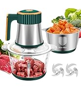 Food Processor, Meat Grinder Electric Food Chopper with 2 Bowls (8 Cup+8 Cup) 300W, 4 Bi-Level Bl...