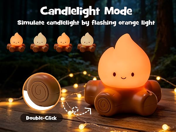 Gefaxi Halloween campfire flickering night light dimmable flame light rechargeable and squishy