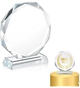 balacoo Crystal Trophy Award, 4. 33 Inch Elegant Transparent Glass Award for Commemorative, Round...