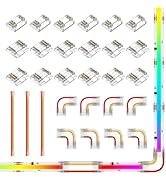 FCOB 12mm COB 3Pin Connectors Kit for RGB Smart IC WS2811 720LED/m Strip, L-Shaped Corner Connect...