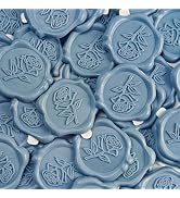 Pilloze 50 Pcs Adhesive Blue Rose Wax Seal Stickers, Blue Rose Seal for Envelope, Wedding Invitat...
