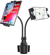 YOOZ Dual Car Tablet Mount for Cup Holder, Gooseneck Car Cupholder Tablet Holder with Strong Long...