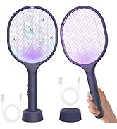 Electric Fly Swatter 2 Pack, 3000V Bug Zapper Racket Fly Zapper with 1500mAh Rechargeable Battery...