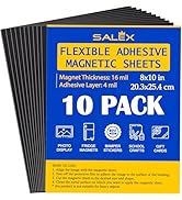 Magnetic Sheets with Adhesive Backing 8" x 10" for Crafts, DIY. 10 Strong Craft Magnets to Make F...