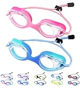 Vvinca Kids Swim Goggles with Bungee Strap No Leaking Anti Fog Toddler Goggles with Quick Adjust ...