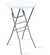 FROASISPRO 28” Round Folding Bar Table, High Top Cocktail Table with Locking Mechanism, HDPE Wate...