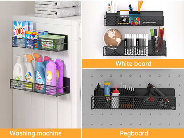 dtuqyx Magnetic Spice Rack for Refrigerator, Metal Strong Magnet Shelf, Space Saving Spice Organizer