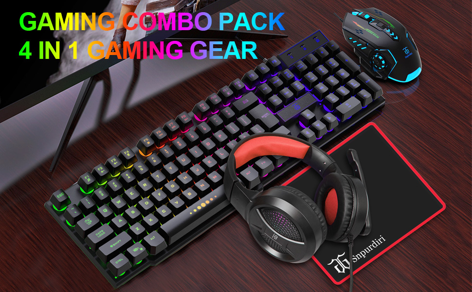 Gaming Keyboard and Mouse and Mouse pad and Gaming Headset ST-KM9