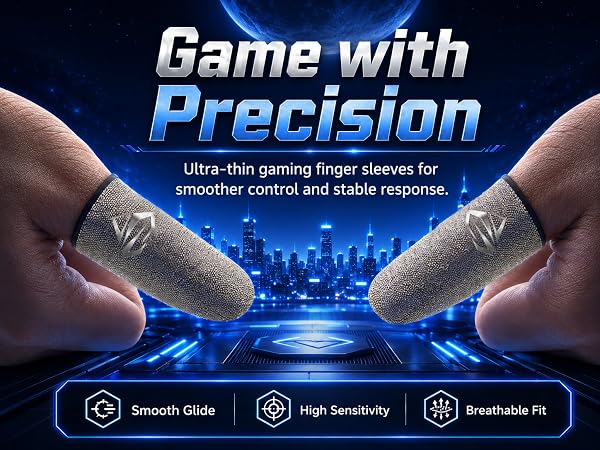 Bluradio Ultra-Thin Silver Fiber Gaming Finger Sleeves - Breathable,nhanced Touchscreen Sensitivity