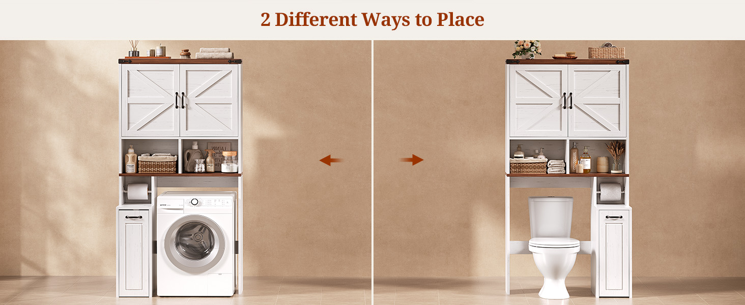 Over The Toilet Storage Cabinet with Pulley Small Bathroom Storage Cabinet