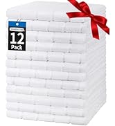HOMERHYME Hand Towels, 12 Pack 25''*15'' White Microfiber Kitchen Bathroom Hand Towels, All-Purpo...