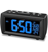 OQIMAX Digital Alarm Clock Radio, 7 Color Fonts, Dual Alarms, FM Radio, USB Charging Port, Snooze...