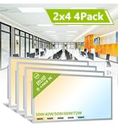 YXL 2x4 LED Flat Panel Light, Drop Ceiling Lights Fixture, Selectable Features, 30W/40W/50W/60W/7...