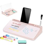 DOLLAR BOSS 12''x7'' Glass Desktop Whiteboard Small Dry Erase Board with Storage Drawer Computer ...