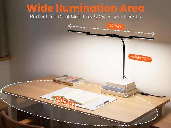 LED Desk Lamp for Office Home, Eye Caring Clip on Desk Light with Clamp