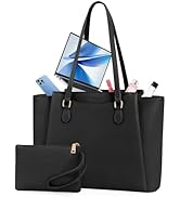 RAINSMORE Laptop Bag for Women 15.6 Inch Work Tote Bags Waterproof Computer Bags Leather Professi...