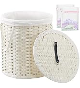 SETVSON Laundry Hamper with Lid Wicker Laundry Hamper Round 26.5 Gal (100 L) Laundry Basket Handw...