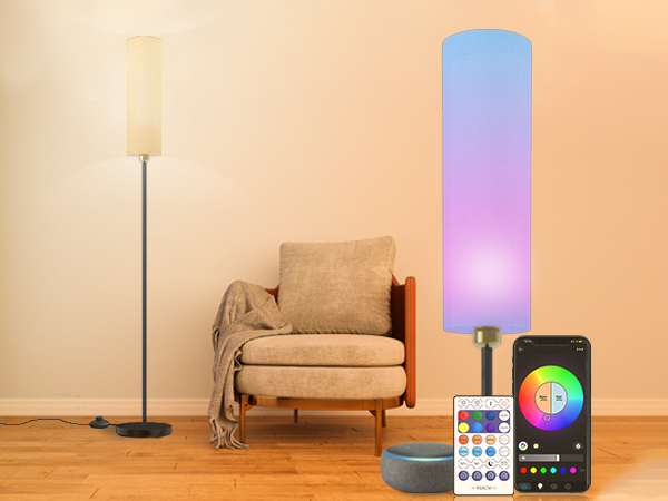 Floor lamp with long lamp shade