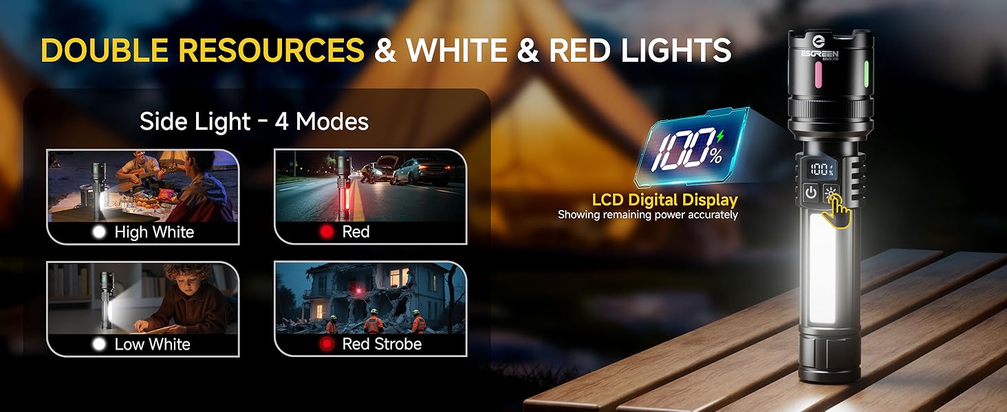 ESGREEN RECHARGEABLE FLASHLIGHTS HIGH LUMENS