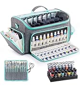 SFYBYHEART Acrylic Paint Organizer Bag with Washable Roll-Up Brush Holder, Large Art Supply Case,...