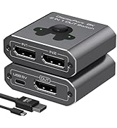 XPTSFDU Displayport Switch 2 in 1 Out DP Switcher 8K60Hz 4K144Hz High-Definition Resolution DP1.4...