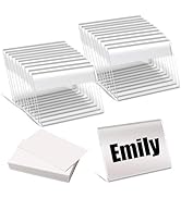 zandfelo 20 Pcs 3.5'' x 2.5'' Clear Card Display Stands with Blank Labels, L-Shape Plastic Name C...