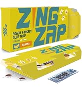 ZingZap Roach Glue Trap Banana Scented 13 Pack with Natural Bait Capsule for Roaches, Ants, Moths...