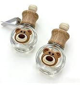 2 Pack Bear Refillable Car Vent Clip Diffuser Empty Glass Bottle | Wood lid aroma bottle with dro...