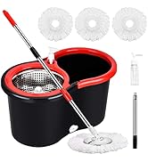 Spin Mop and Bucket with Wringer Set, Floor Cleaning, Household Cleaning Supplies, Stainless Stee...