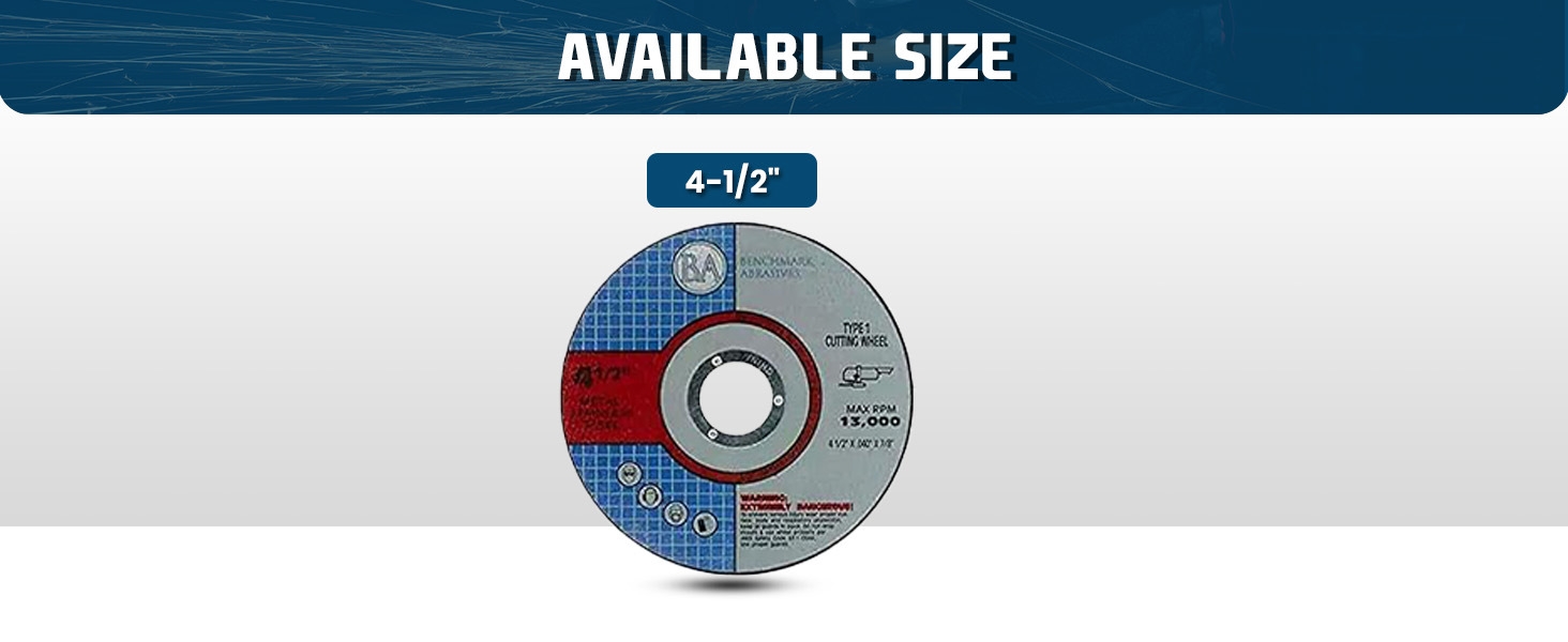Durable aluminum oxide cut-off wheels for cutting steel, metal pipes, and general fabrication.