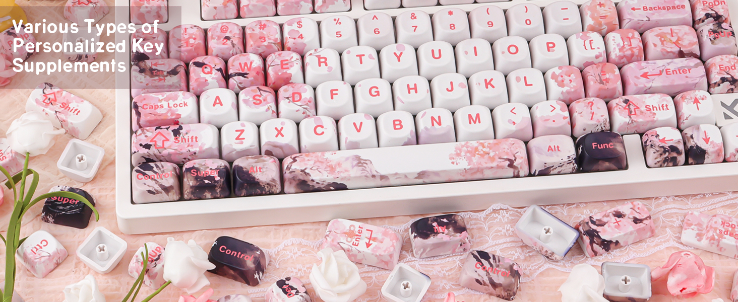 Landscape Painting Sakura Pink Cute Keycap Set