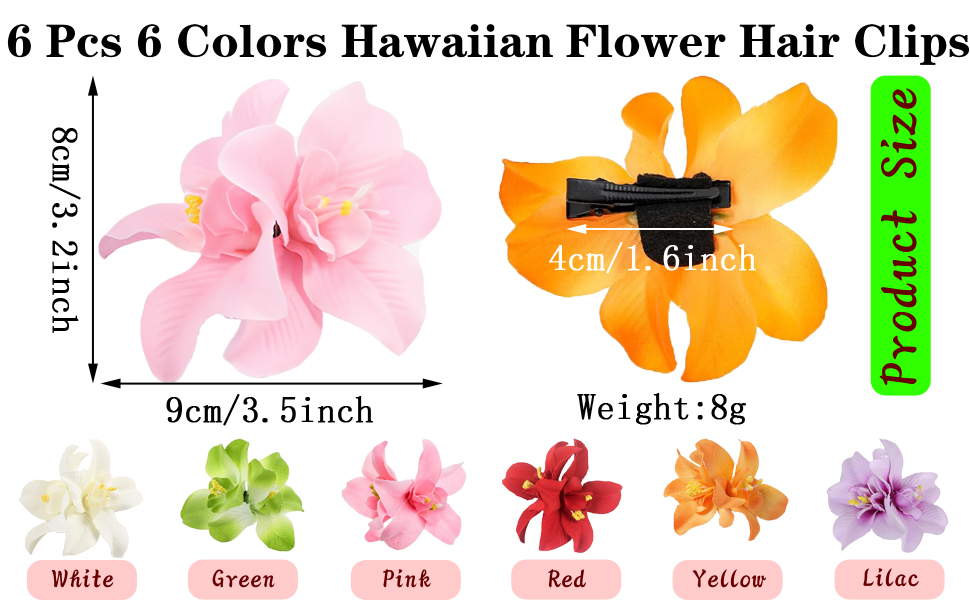 Hawaiian Flower Hair Clips for Women