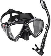 Snorkel Set Adult Snorkeling Gear Anti-Fog Panoramic Scuba Diving Mask and Dry Snorkel Tempered G...
