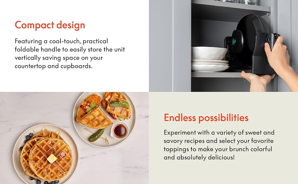 compact design and foldable handle to store vertically