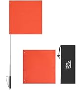 KEMIMOTO Water Ski Flag, Orange Boat Flag with 48'' Telescopic Boat Flag Pole, 13.1'' x 12.7'' On...