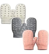 Evridwear Baby Toddler Stretch Mittens,3 Pairs Knitted Winter Warm Infant Kids Gloves for Little ...