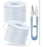 2 Rolls FIVEIZERO White Elastic Bracelet String Total 330 Feet,1mm,1.2mm,1.5mm Elastic Cord for B...